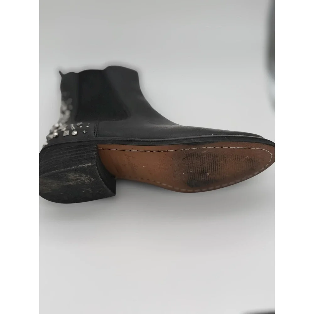 Sam Edelman Black Leather‎ Studded Spiked Chelsea Ankle Boots Womens 6 SE Logo